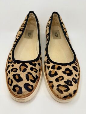UGG Women's Leopard-Print Ballet Flats in Tan and Black W Size 10